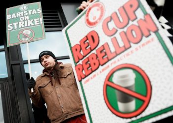 More than 1,000 Starbucks workers strike at 65 stores on Red Cup Day